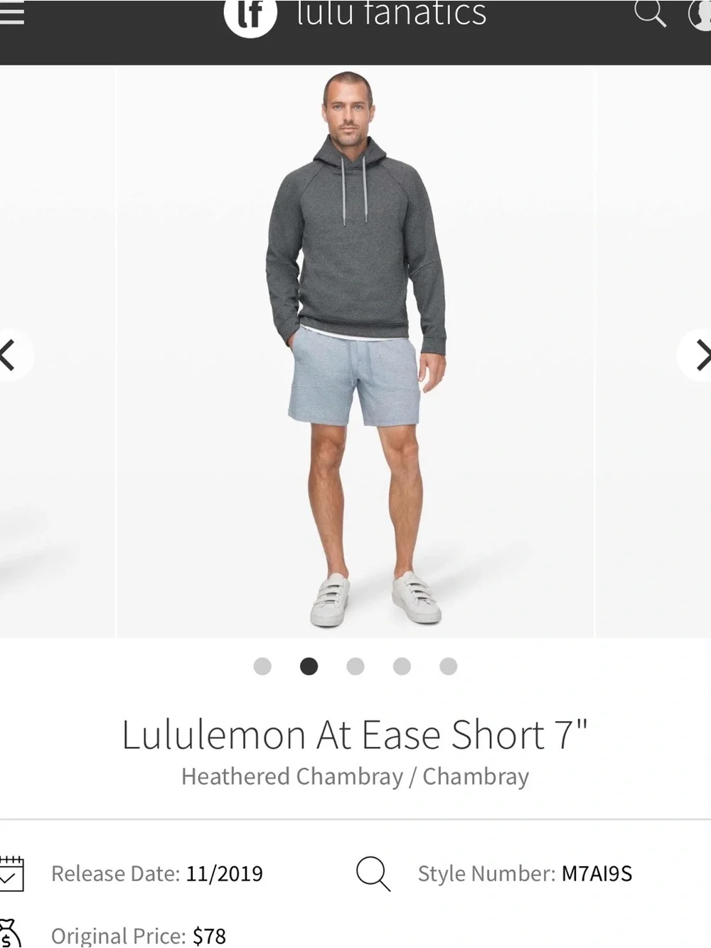 lululemon athletica At Ease Shorts — Heathered Light Gray